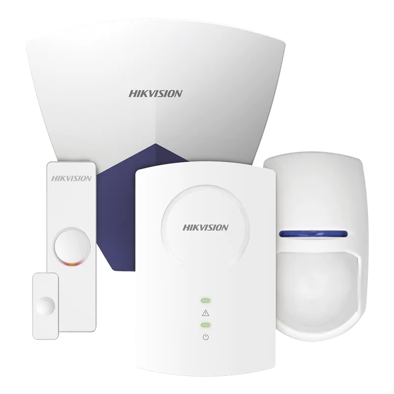 KIT Sensores Inalámbricos para Panel Híbrido / 1 Expansor de 8 Zonas Inalámbricas / 1 Contacto Magnético / 1 Sensor PIR para Interior / 1 Sirena para Exterior HIKVISION DS-PH-K/ESMP