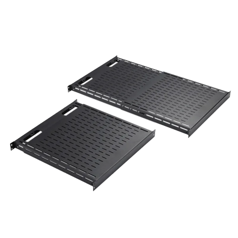 Charola Ventilada de Instalación sin Herramienta, Para Rack o Gabinetes de 4 Postes, Ajustable de 900 a 1200 mm de Profundidad, De Acero, Color Negro HOFFMAN D19FVT912B