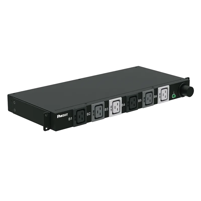 PDU Básico para Distribución de Energía, Plug de Entrada Trifásico CS8365C, Con 6 Contactos C19, Instalación Horizontal de 19in, 1UR, 50 Amp, 208 Vca PANDUIT P06B02M