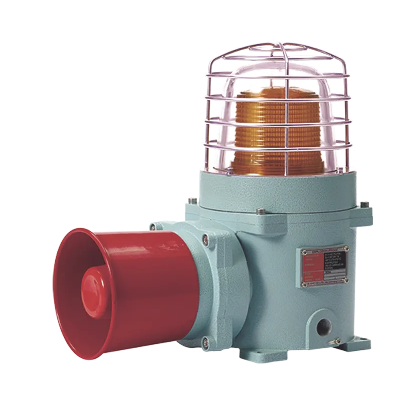 Combinación de baliza LED color Ámbar con patrón fijo y flasheante con sirena electrónica, Volumen máx. 120 dB para zonas peligrosas a 120 VCA QLIGHT SESAL-WS-120-A-ATEX
