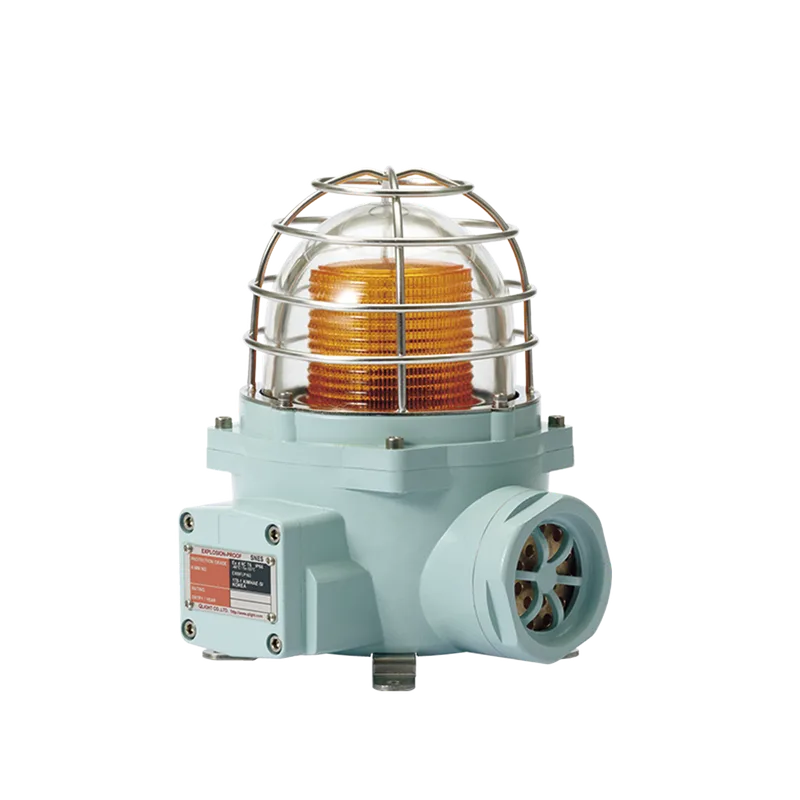 Señal Luminosa y Acústica Antiexplosión LED / 12V-24V DC / 105 dB / IP66 / Zona 1 y 2 / ATEX-IECEx / Luz Blanca / Sirena QLIGHT SNESL-120-A-ATEX