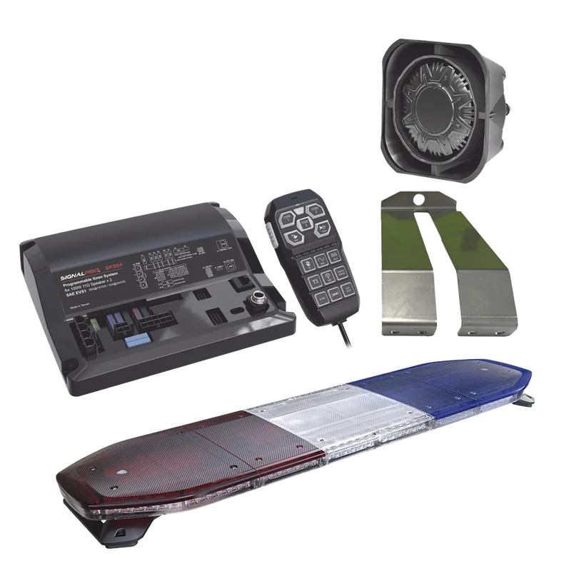 Kit de Sirena, Bocina y Torreta de 48", Con 216 LEDs, Dual Color, Frente: Rojo/Blanco, Azul/Blanco, Trasero: Rojo/Ambar, Azul/Ambar SIGNALPRO KITTHUNDER