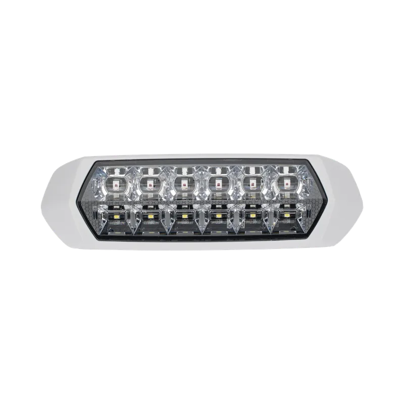 Luz de Advertencia de 12 LED, Top Rojo 6 LED , Bottom Blanco 6 LED, Lente Transparente, SAE SIGNALPRO SP80RW-W