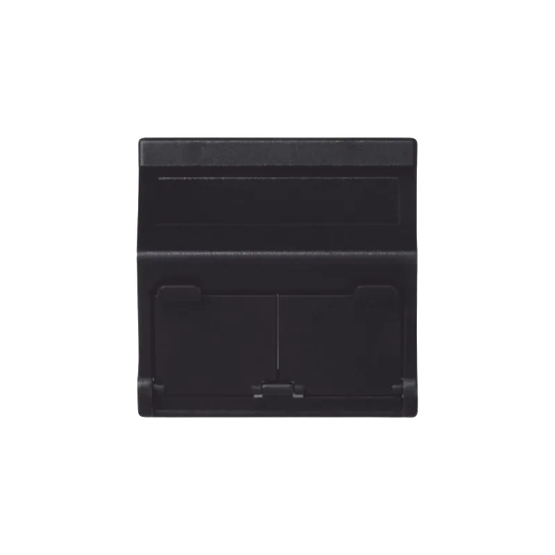 (KB80MD64/14) Placa Voz y Datos Inclinada con Guardapolvo y Adaptador Doble para RJ45 Keystone Color Negro SIMON SM-2-KEYA-N