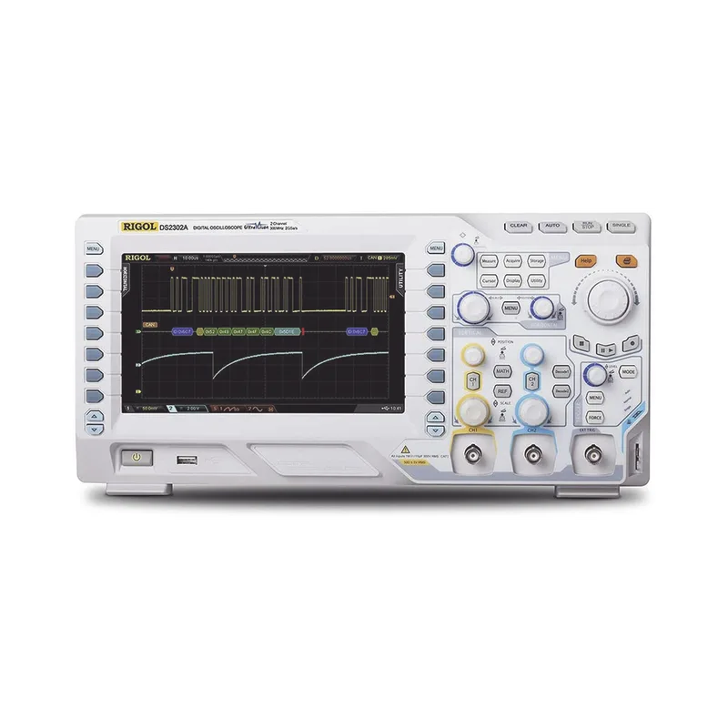 Osciloscopio Digital RIGOL de 2 Canales Análogos, 300 MHz de Ancho de Banda Análoga, Vel. de Muestreo-Tiempo Real de 2 GS/s, Base de Tiempo (min.) de 1 ns/div. DS2302A