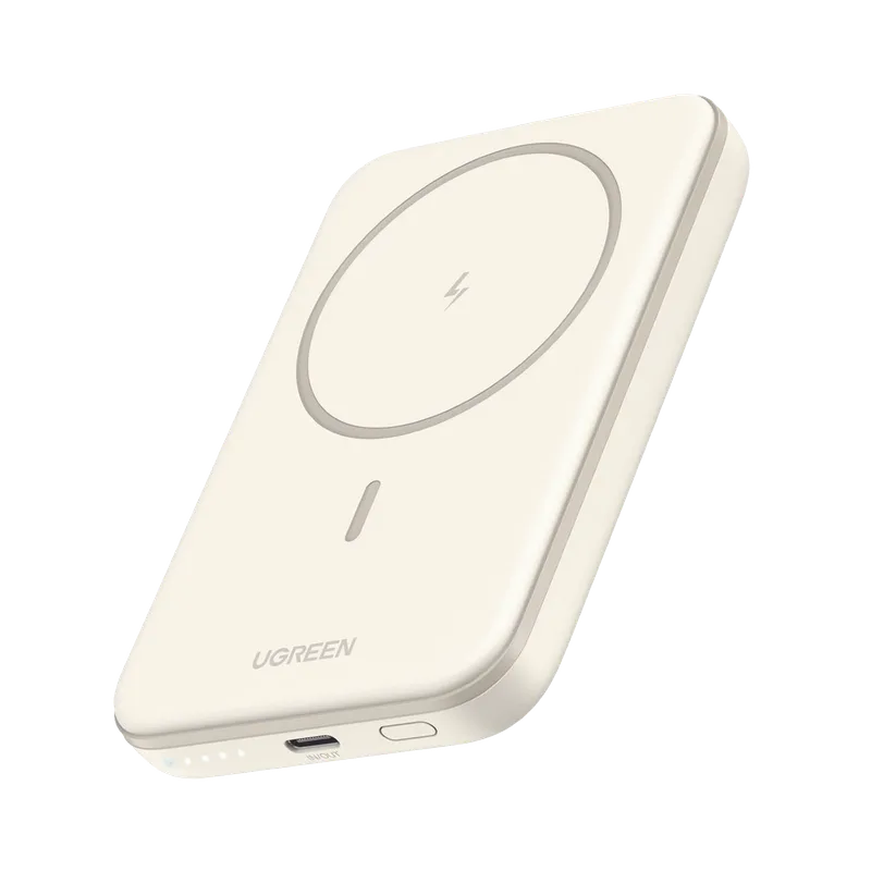 Power Bank MagSafe de 5000mAh | 15W | Carga Inalámbrica y por Cable USB-C | Sistema de Protección Inteligente | Tecnología de Carga Rápida | Ultra Delgado | Ultra ligero | Compatible con iPhone 15/14/13/12 | Color Beige. UGREEN 25207
