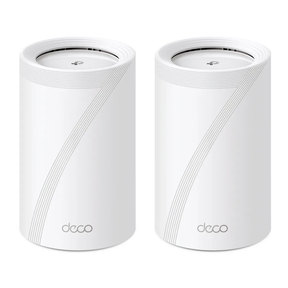KIT 2 Routers Inalámbrico MESH Interior para Hogar / Triple Banda Wi-Fi 7 BE9300 Mbps / 2 Puerto 2.5 Gigabit WAN/LAN / 4 Antenas Internas / Operación Multi-Link MLO / Administración Mediante la App Deco (iOS, Android) / HomeShield TP-LINK DECO-BE65-2PACK