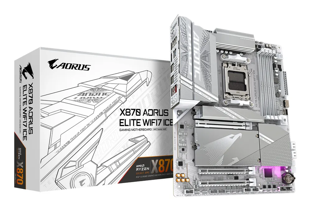 TARJETA MADRE GIGABYTE ATX X870 A ELITE WF7 64 GB DDR5 AM5 Para AMD X870 A ELITE WF7 ICE