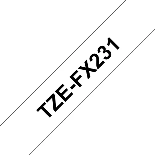 Etiqueta blanca continua laminada flexible Brother TZEFX231 - de 12 mm de ancho x 8 mts de largo. Impresión en negro Transferencia térmica