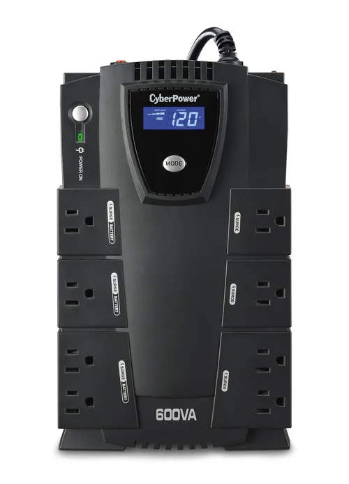 UPS de 600 VA/340 W, Topología Standby, Entrada 120 Vca NEMA 5-15P, Tipo Gabinete Compacto, Con 8 Tomas NEMA 5-15R CYBERPOWER CP600LCD