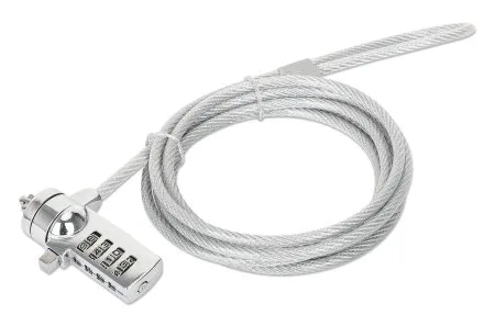 MANHATTAN 440448 Candado Laptop Accesorio Portátil — Combinacion 2.0M, 4 Digitos, Plateado