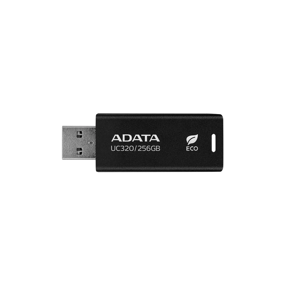 Memoria USB de 256GB UR320 3.2 Gen 1 (retro compatible 3.0 y 2.0) - diseño material reciclado sin tapa. Color negro. UC320-256G-RBK/BK ADATA 256 GB