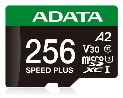 Micro Secure Digital ADATA SPEED PLUS microSDXC UHS-I U3 Clase 10 - SD 6.0, V30 256GB Clase 10 (A2), Velocidad de lectura / escritura 180/160 MB/s