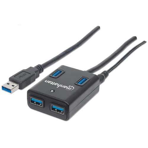 Hub USB Manhattan 162302 con 4 Puertos y Fuente