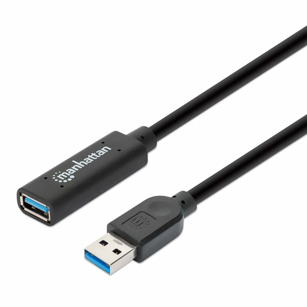 Cable USB Extensión Activa Manhattan 5.0M Negro