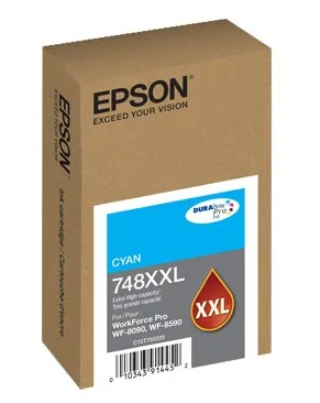 Consumible Cartucho EPSON Modelo T748XXL Cyan, Para Wf-6090, Wf-6590, Alta Capacidad, Rendimeinto De 7,000 Impresiones, Costo Pp $0.18C