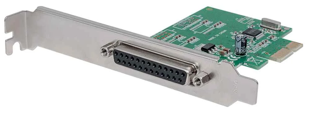152099 Tarjeta Paralela PCI Express; Se puede instalar en buses PCI Express vía x1 - x4, x8 y x16. Se ajusta a ranuras regulares y de bajo perfil