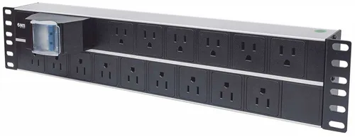 714075 Barra PDU 15 contactos para Gabinete/Rack 19" - 2Unidades, proteccion contra corto circuito INTELLINET Aluminio