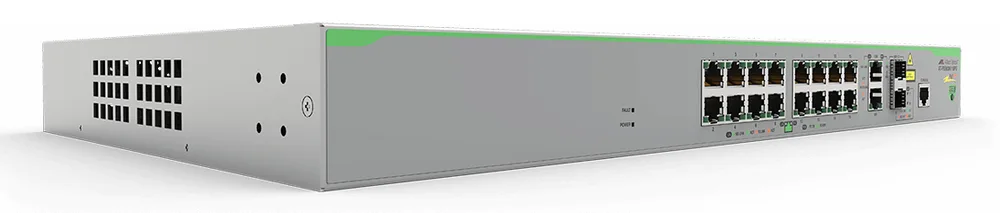 Switch PoE+ Administrable CentreCOM FS980M, Capa 3 de 16 Puertos 10/100 Mbps + 2 puertos RJ45 Gigabit/SFP Combo, 250W ALLIED TELESIS AT-FS980M-18PS-10