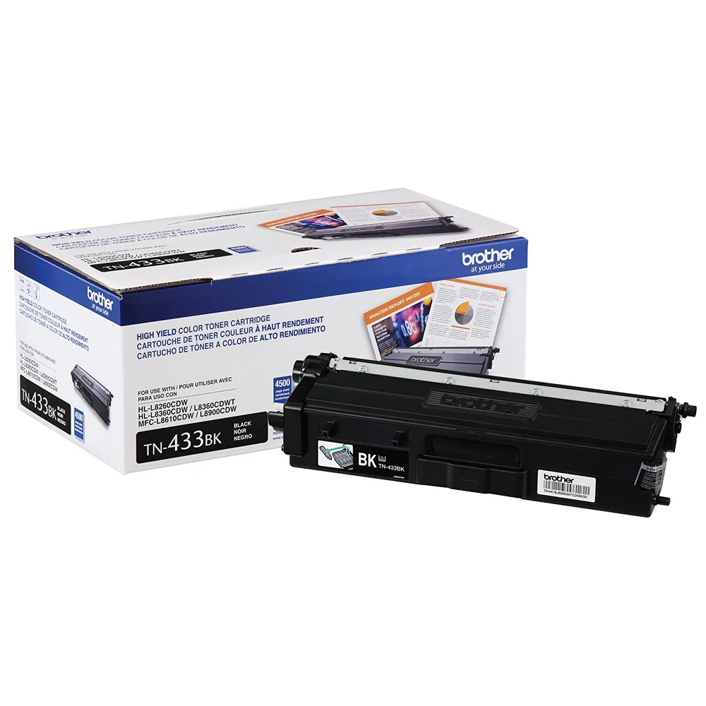 Tóner Brother TN433BK negro - rendimiento apróximado 4, 500 páginas, compatible con MFCL8900CDW