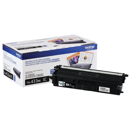 Tóner Brother TN433BK negro - rendimiento apróximado 4, 500 páginas, compatible con MFCL8900CDW