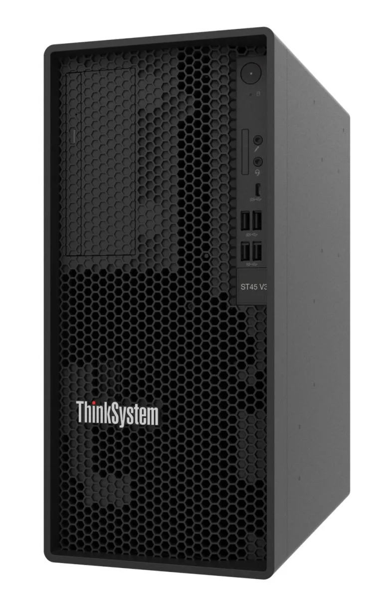 Servidor Lenovo-ThinkSystem ST45 V3 - (7DH4A00GLA), AMD EPYC 4124P 4C 3.8GHz/3.8GHz, ThinkSystem 16GB TruDDR5 5600MHz, DD de 2TB 3.5 Pulgadas 16 GB