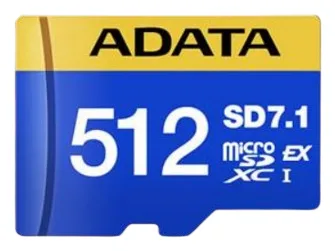 MicroSDXC ADATA - 512GB SD7.1 Express UHS-I U3 V30, Clase 10 (A2), PCIe Gen3 x1, Velocidades de lectura y escritura de hasta 800/700 MB/s