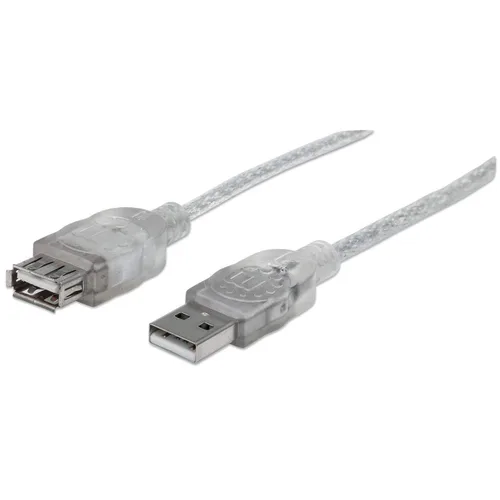 Cable USB,Manhattan,340496, V2.0 Ext. 3.0M Plata