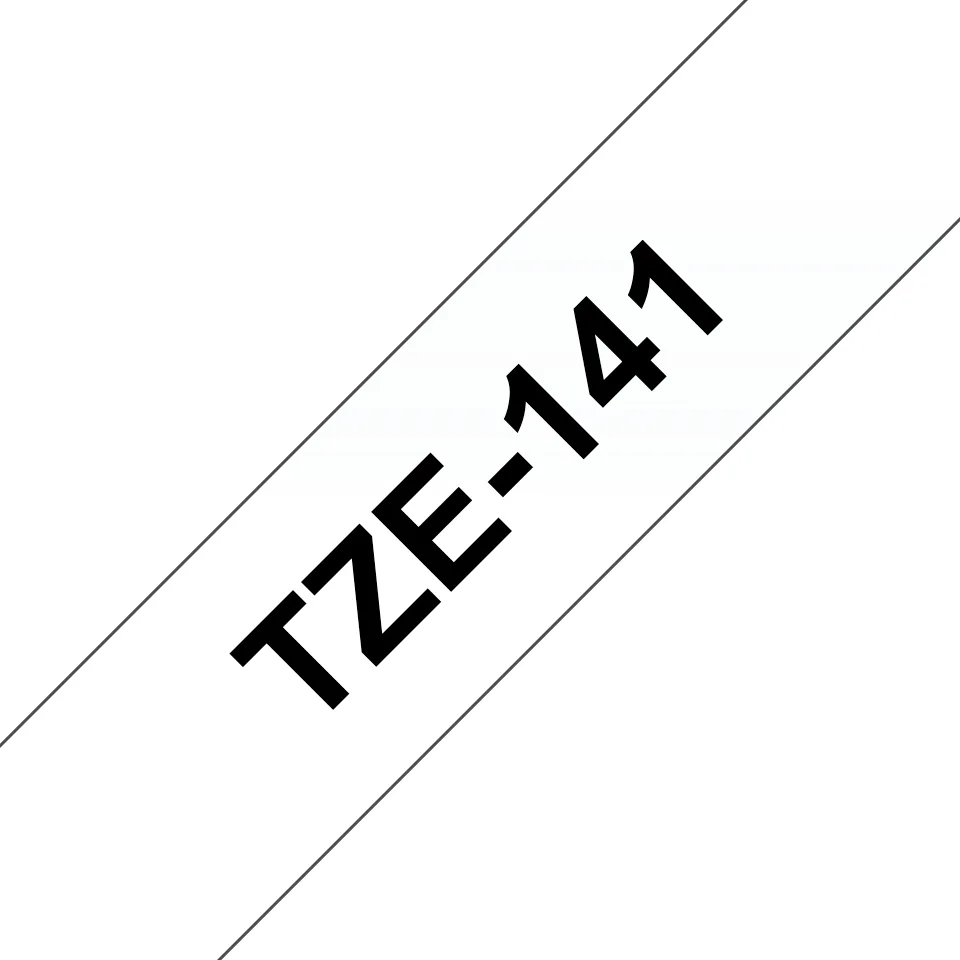 Etiqueta clara continua laminada Brother TZE141 - de 18 mm de ancho x 8 mts de largo. Impresión en negro Transferencia térmica