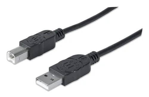 333368 Cable para Dispositivos USB B de Alta Velocidad. USB 2.0 - A macho/ B macho, 480 Mbps, 1.8 m, Negro MANHATTAN