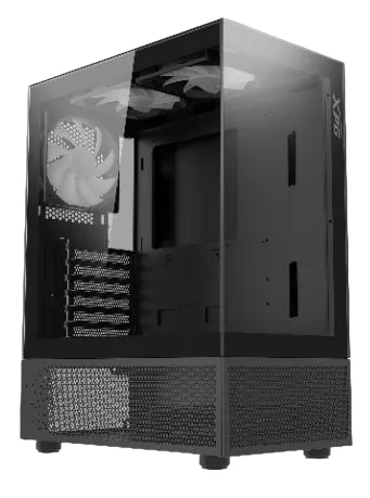 Gabinete GAMER XPG INVADER X MINI. Media torre. Paneles de VIDRIO TEMPLADO de 4mm. Ventiladores incluidos; 5 x 120mm ARGB. NEGRO. INVADERXMINIMT-BKCWW