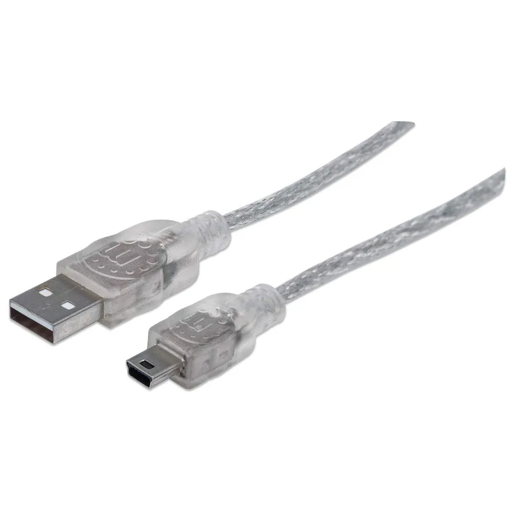 CABLE USB MANHATTAN 1.8M V2.0 A-MINI B Plata