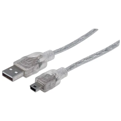 CABLE USB MANHATTAN 1.8M V2.0 A-MINI B Plata