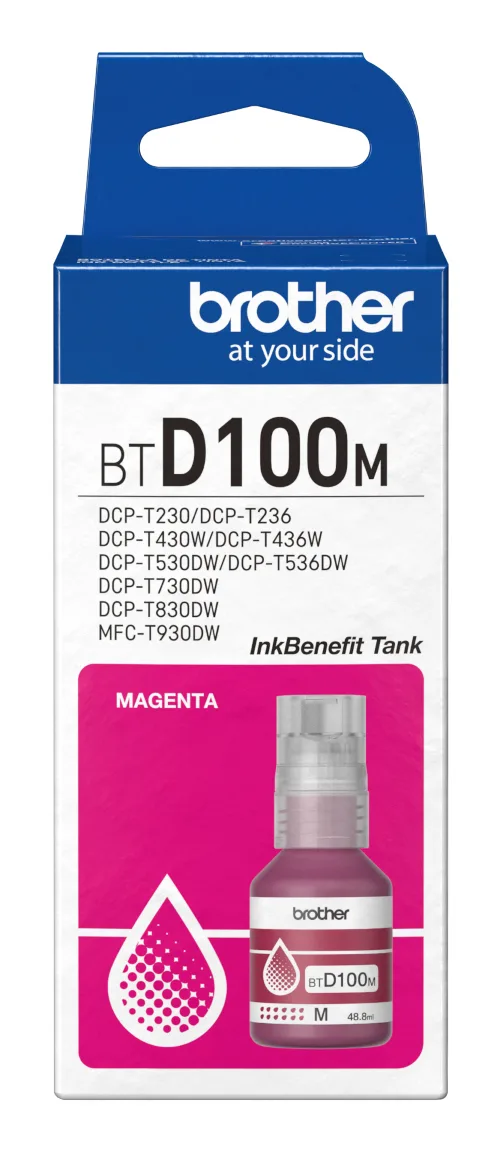Botella de tinta Brother BTD100M magenta - rendimiento aproximado 5, 000 páginas, compatible con DCPT230, DCPT530DW, DCPT730DW, MFCT930DW