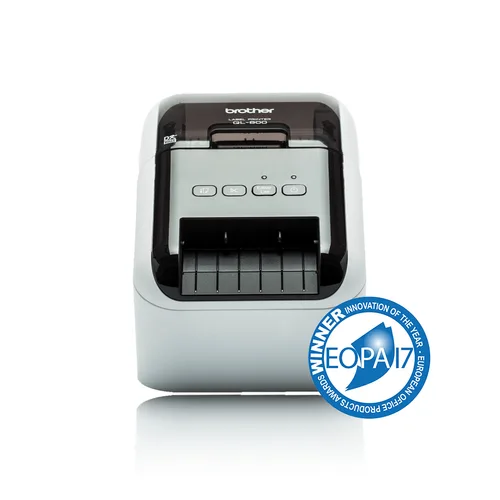 Impresora de etiquetas Brother QL800 - térmica directa, USB, imprime etiquetas de papel de hasta 2.4 pulgadas de ancho y hasta 93 etiquetas/minuto