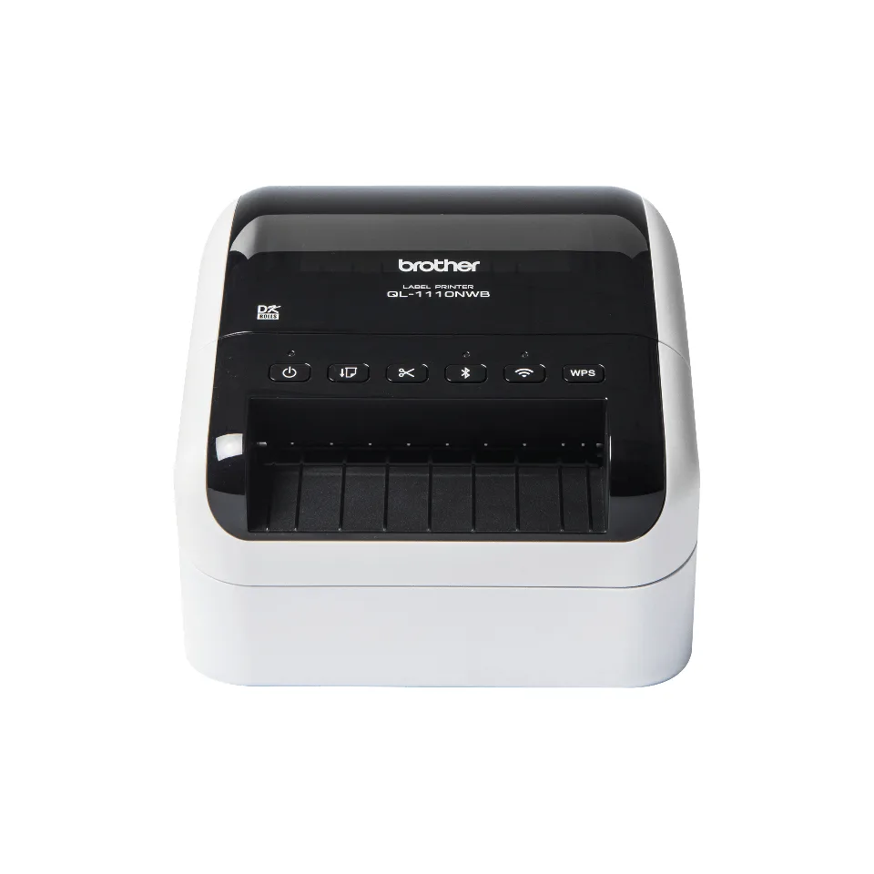 Impresora de etiquetas Brother QL1110NWB - térmica directa, Wifi, LAN, imprime etiquetas de papel de hasta 4 pulg. de ancho y hasta 69