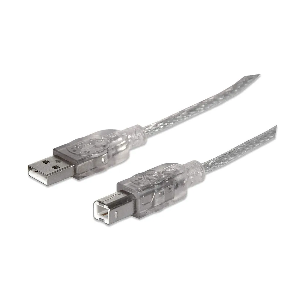 Cable USB,Manhattan,345408, V2.0 A-B 5.0M Plata