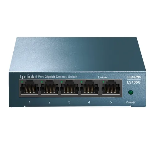 Switch de 5 Puertos Gigabit Tp-link LS105G para Escritorio Plug And Play con Carcasa de Acero Negro