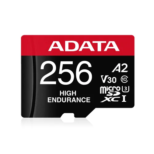 Micro Secure Digital ADATA HIGH ENDURANCE (alta durabilidad) microSDXC UHS-I U3 - SD6.0 Clase 10, V30 256GB Clase 10 (A2), Velocidad de lectura /