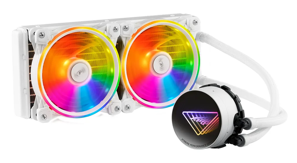 Enfriador liquido XPG LEVANTE II 240. Ventiladores ARGB de 120 mm. Compatible: Intel LGA1851 - 1700, 1200, 115x y AMD AM5, AM4. BLANCO