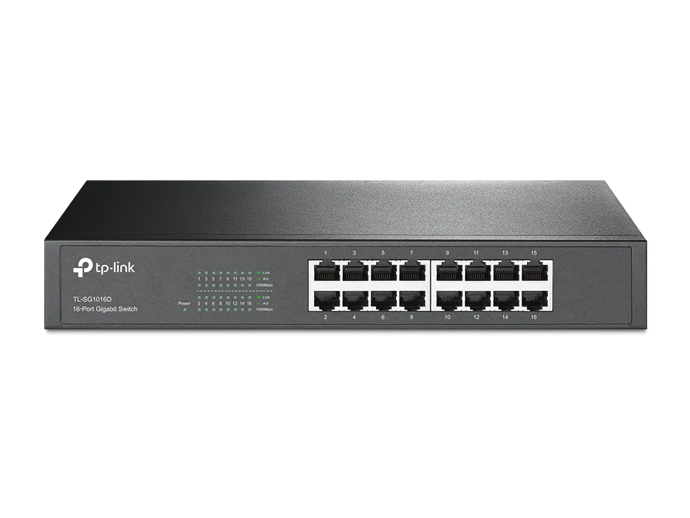 Switch TP-LINK - Gris, 10/100/1000 Mbps, 16ptos, Escritorio TL-SG1016D