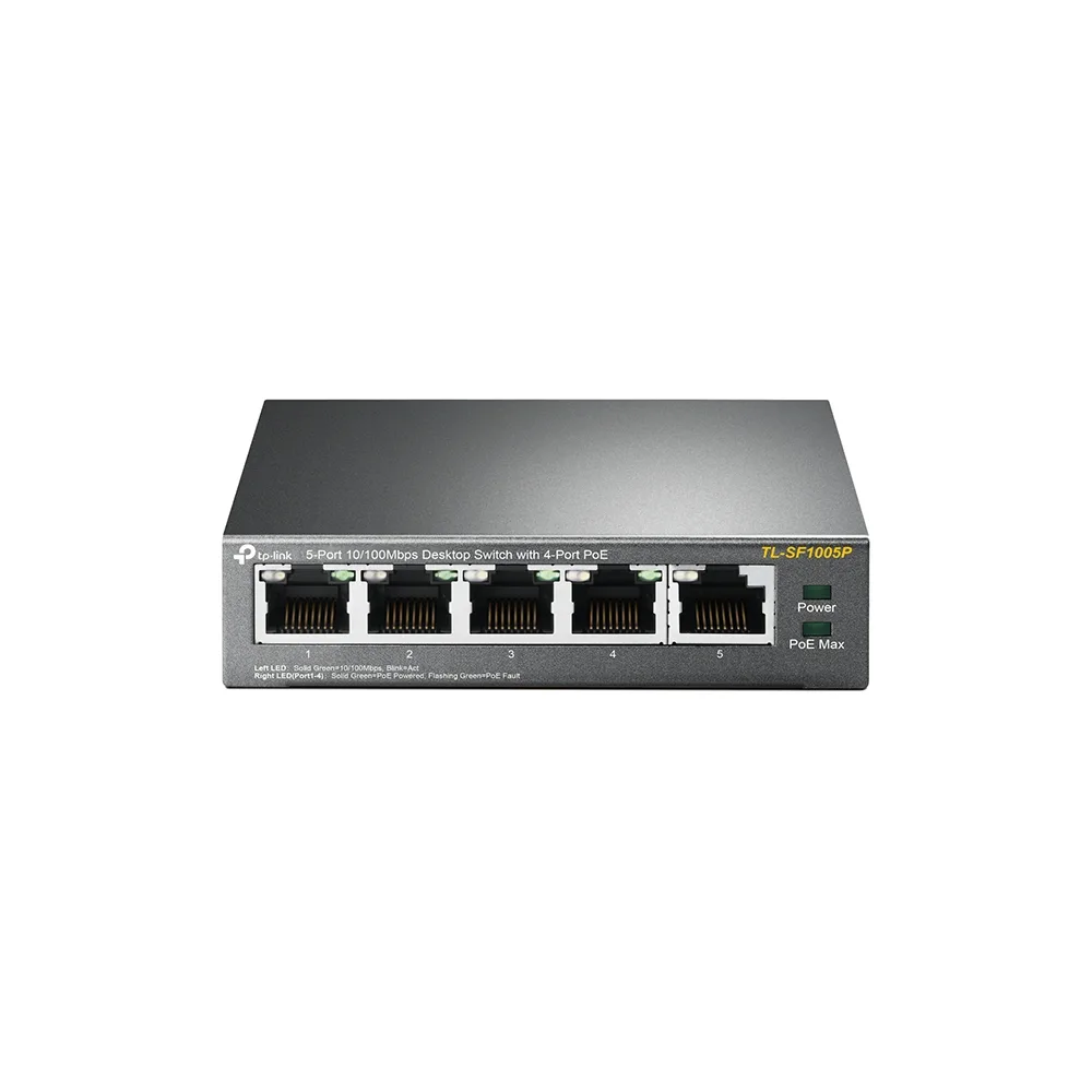 Switch de sobremesa con 5 puertos a 10/100 Mbps PoE TP-LINK Plata TL-SF1005P