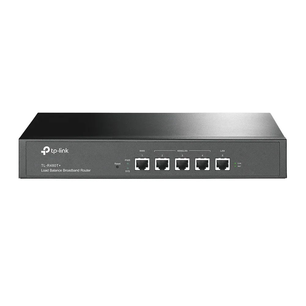 Router Balanceador de Carga Multi-Wan, 1 puerto LAN 10/100 Mbps, 1 puerto WAN 10/100 Mbps, 3 puertos Auto configurables LAN/WAN, Sesiones Concurrentes 30,000 para Negocios Pequeños y Medianos TP-LINK TL-R480T