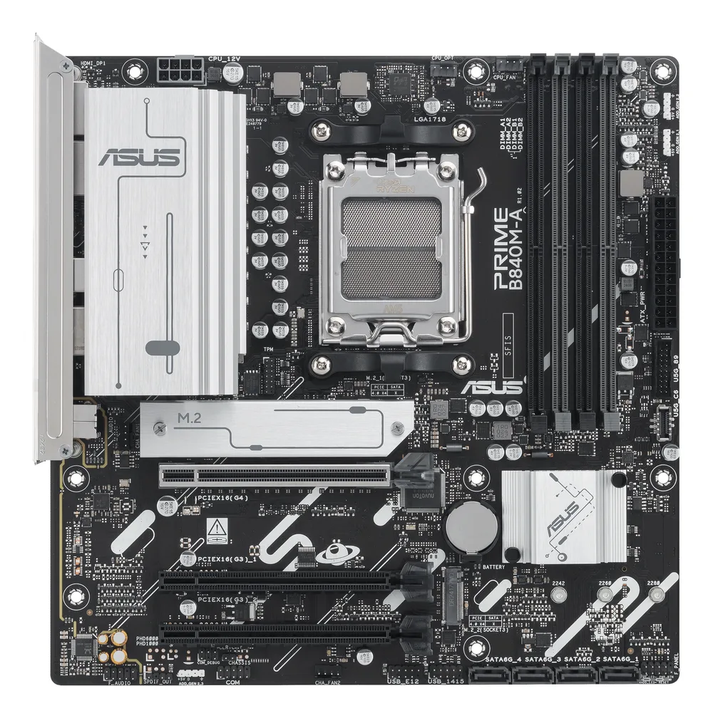 MB ASUS PRIME B840M-A AMD Socket AM5 - Ryzen 9000 8000 7000 Series, Ethernet ASUS LANGuard, micro-ATX DDR5-SDRAM