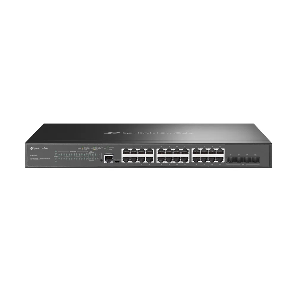 TP LINK Switch Tp-Link TL-SG3428MP 24 Puertos RJ45 Gigabit 10 Equipo de Red — 100 · 1000