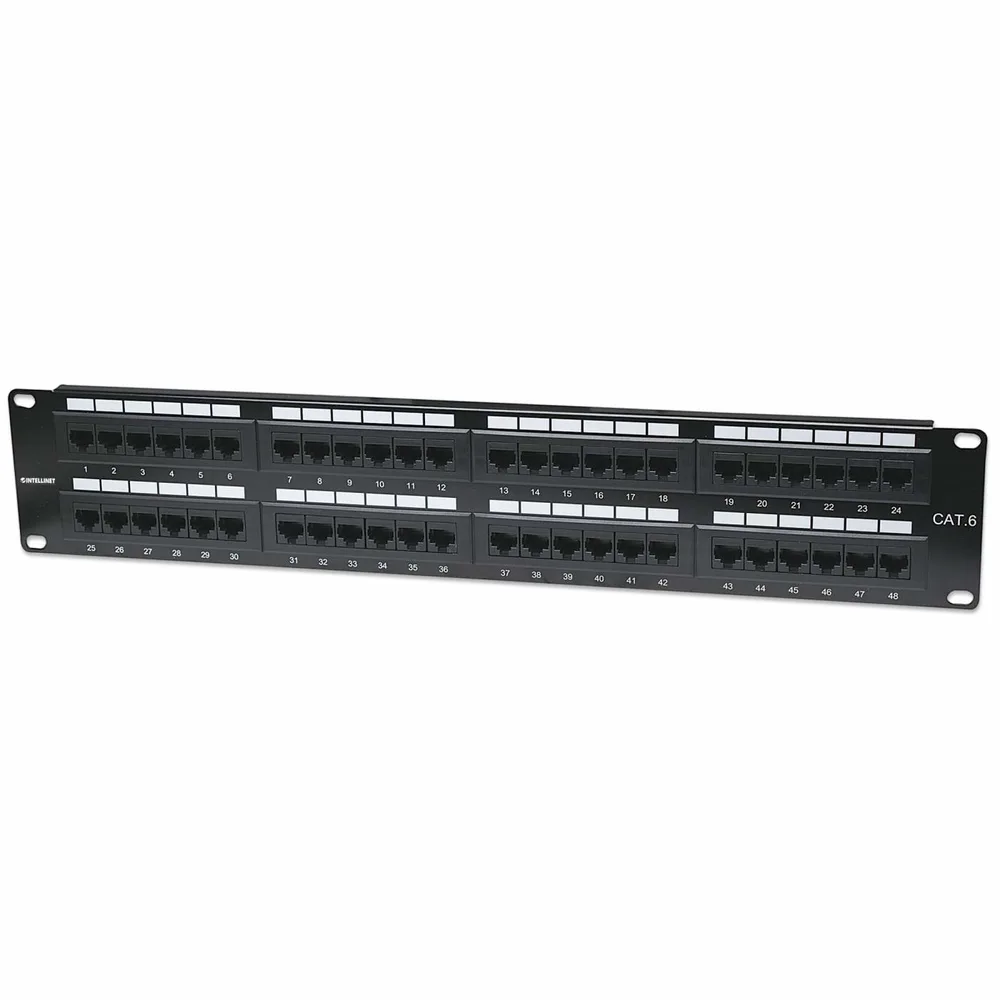 Panel Parcheo Intellinet Cat 6 de 48 Puntos en Rack