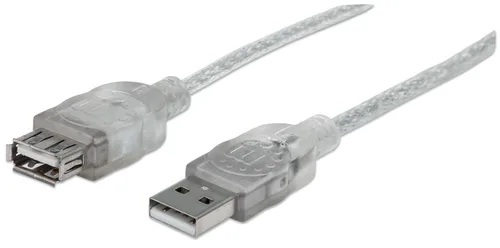Cable USB,Manhattan,340502, V2.0 Ext. 4.5M Plata