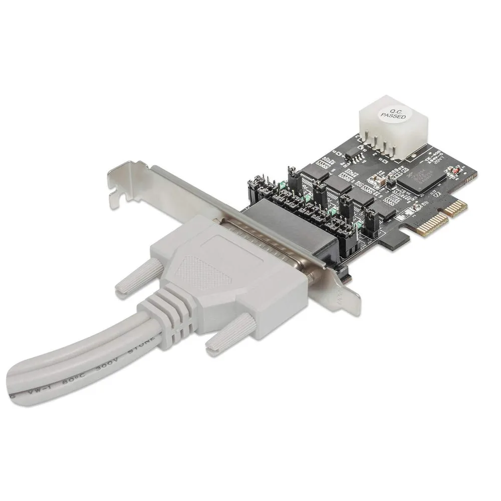 153584 Tarjeta Serial PCI Express de 4 puertos - Adaptador con cuatro puertos DB9; salida de energía de 5V MANHATTAN