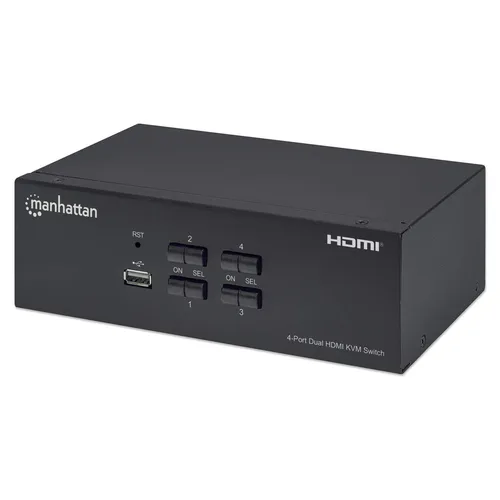 Mux Kvm,Manhattan,153539, Hmdi Doble Monitor 4:1, 4K@30MHZ USB2.0