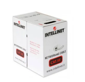 Bobina de cable de red UTP - Multifilar, 704823, Aluminio con recubrimiento de Cobre (CCA), 305m, CAT 5e, Color Gris, 4 pares, 26 AWG INTELLINET